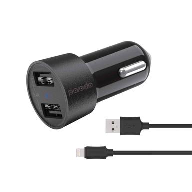 Porodo Dual USB Car Charger 3.4A with...