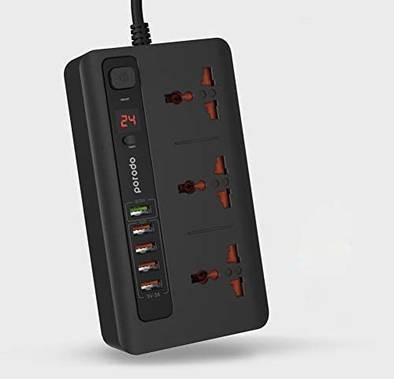 Power Socket (PD-5P3SQC-BK) 4 USB Port 3.4A + 1 Quick Charge 3.0 Charging Station - Black