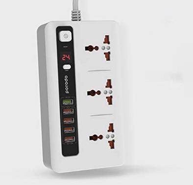 Power Socket (PD-5P3SQC-BK) 4 USB Port 3.4A + 1 Quick Charge 3.0 Charging Station - White
