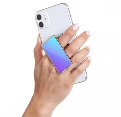 Handl Iridescent Mobile Stand Phone Grip, Pairs with Any Smart Phone, Multi-functional Kickstand, Compatible with Wireless Charging, Phone grip and Stand - Blue/Purple