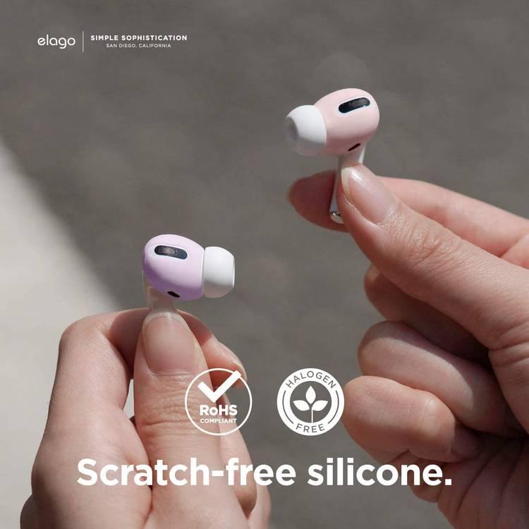 Elago Ear Tips Cover Compatible for AirPods Pro Secure Fit, Scratch-free Silicone, Dust & Dirt Proof, Fits in the Case Easily, Precise Sensor Cutouts - Pink/Lavender