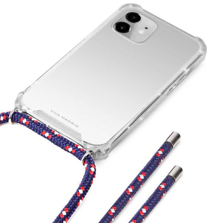 Viva Madrid Portra Clear Case with Lanyard Compatible for Apple iPhone 12 / 12 Pro (6.1") Shock-Absorption, Anti-Scratch, Drop Resistant, Easy Access To All Ports - Blue lanyard
