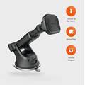 Porodo Aluminum Magnetic Car Mount ( Extendable up to 15cm / Suction Base / 360 Rotate ) Compatible for All Mobile Phone Devices, Metal Grip, Strong Magnet Phone Holder, Easy