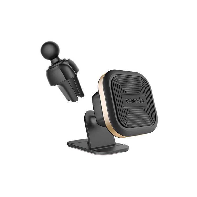 Car Phone Holder (PD-ALUMMC-GD) Aluminum Air Vent + Stick-On Holder 360 Degree Cradle-Free Design - Gold
