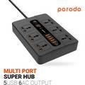 Power Socket Porodo Universal Power Socket PD-FWCH003-BK Multiport Socket-Black