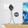 Powerology Wall Charger UK, 65W 3-Output with PD UK GaN Wall Charger with USB-A Fast Charging, MacBook Pro and Bottom Fast Charging Adapter (Black)