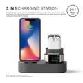 Elago 3 in 1 Silicone Charging Hub Case, Charging Dock Cover with Cable Management Compatible for All Apple Watch Series, AirPods 1 & 2, and iPhone X, XS, XS Max, XR - Dark Gray