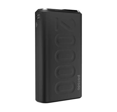 Porodo PD Portable Power Bank 20000mAh 20W Quick Charge 3.0 with Touch Sensor Power Button, LED Digital Display, Compact Design with USB-C PD Input & Output, Over-Heat