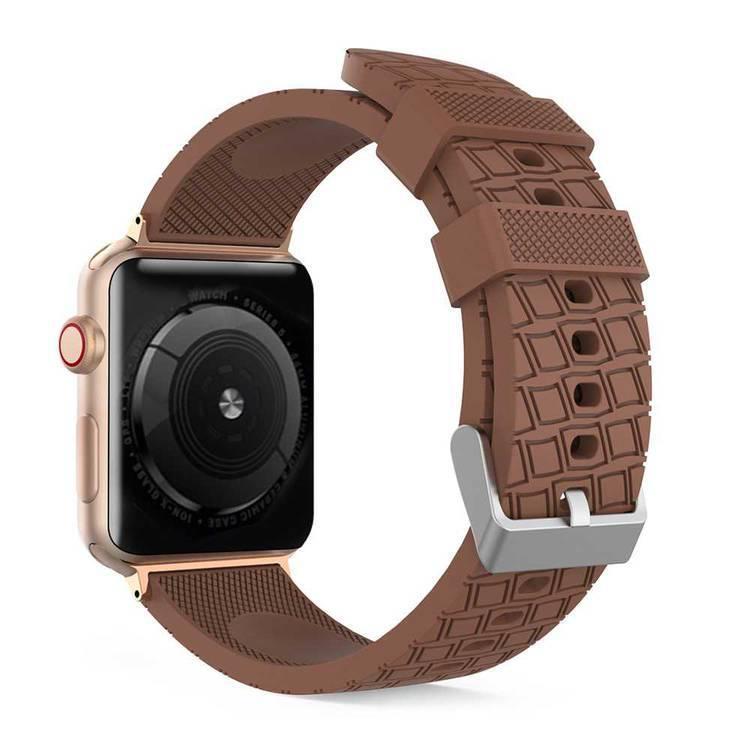 AhaStyle Tire Texture Premium Silicone Watch Band Compatible for Apple Watch 40mm, Fit & Comfortable Replacement Wrist Band, Adjustable Straps - Brown
