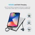 Powerology 6 in 1 Power Bank Station 10000mAh With Built-in Cable, Portable Power Bank and 1 Rapid Recharging Station Type C Charging Ports (White)