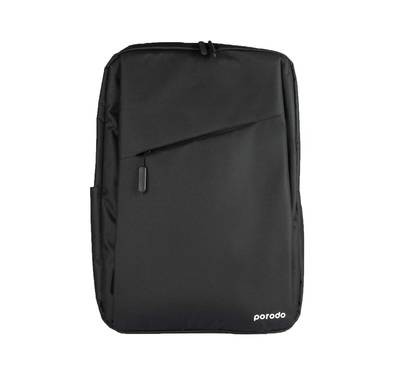 Porodo Lifestyle Nylon Fabric Computer Backpack 15.6" with Adjustable Shoulder Strap, Optimal Comfort Suitable for School, Business Travel, Camping Black