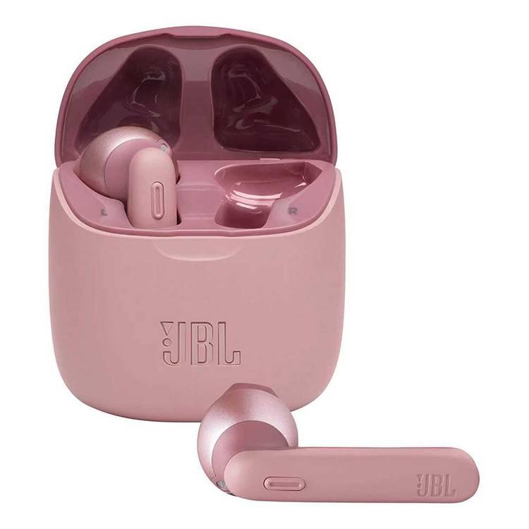 JBL T225 True Wireless Earbud Headphones, Pure Bass Sound, Bluetooth, 25-hours Battery Life, Dual Connect, Native Voice Assistant - Pink