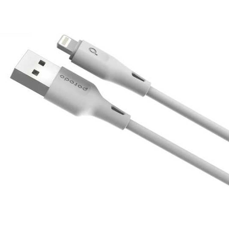 Porodo Charging Cable 1.2Meter 2.4A, PVC Lightning Cable Compatible with iPhone Devices, Lightning Cord Durable Fast Charge and Data Connector - White