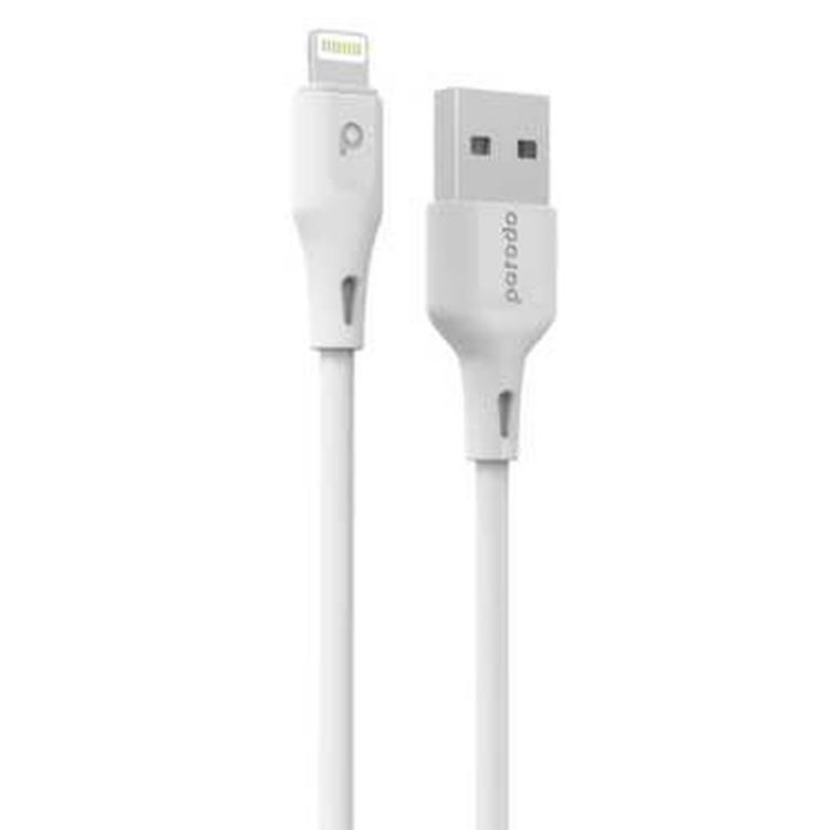 Porodo Charging Cable PVC Lightning Cable Compatible with iPhone Devices, Lightning Cord Durable Fast Charge and Data Connector 3meter Cord 2.4A - White