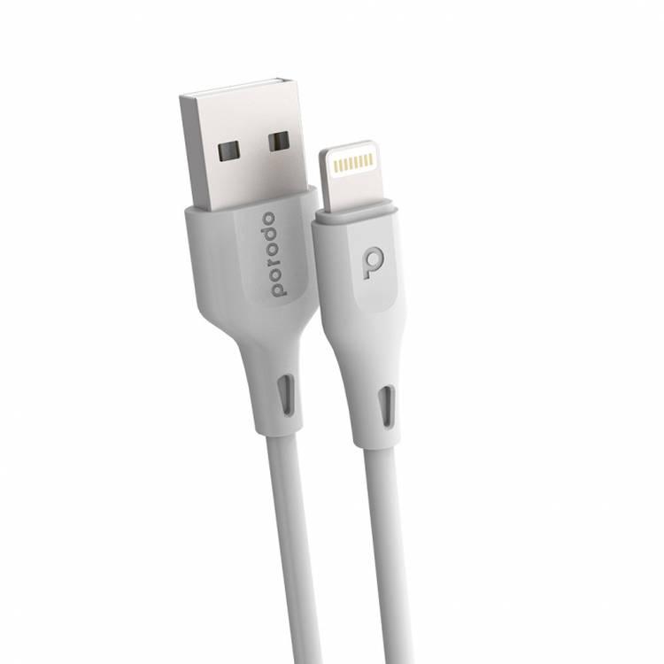 Porodo Charging Cable PVC Lightning Cable Compatible with iPhone Devices, Lightning Cord Durable Fast Charge and Data Connector 3meter Cord 2.4A - White