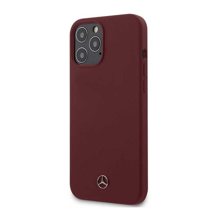 CG Mobile Mercedes-Benz Liquid Silicone Case with Microfiber Lining Compatible for iPhone 12 / 12 Pro (6.1") Shock-Absorption, Anti-Scratch, Drop Resistant - Red