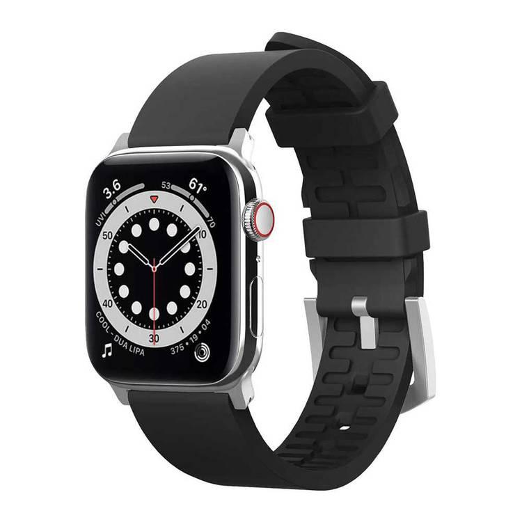 Elago Premium Fluoro Rubber Strap, Fit & Comfortable Replacement Wrist Band, Adjustable Straps Compatible for Apple Watch 44mm - Black