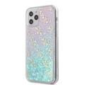 CG MOBILE Guess Liquid Glitter 4G Pattern Pink Background Phone Case for iPhone 12 / 12 Pro (6.1") Drop Protection Mobile Case Officially Licensed - Iridescent