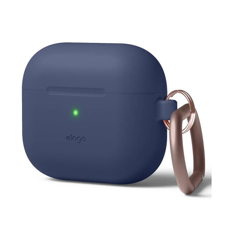 ELAGO Hang Case with Anti-Lost Ring for AirPods 3, Drop Resistant, Dustproof & Absorbing Protective Cover with Hang Case Suitable with Wireless Charger Jean Indigo