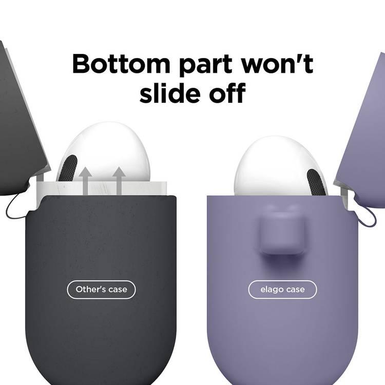 ELAGO Hang Case with Anti-Lost Ring for AirPods 3, Drop Resistant, Dustproof & Absorbing Protective Cover with Hang Case Suitable with Wireless Charger Lavender Gray