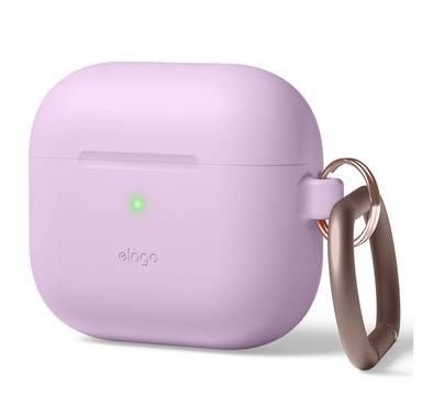 ELAGO Hang Case with Anti-Lost Ring for AirPods 3, Drop Resistant, Dustproof & Absorbing Protective Cover with Hang Case Suitable with Wireless Charger Lavender