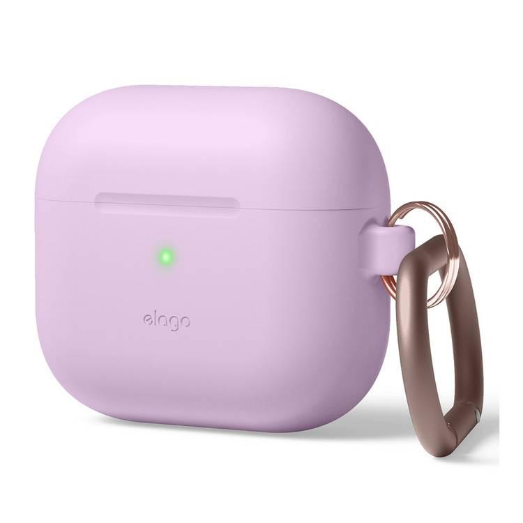 ELAGO Hang Case with Anti-Lost Ring for AirPods 3, Drop Resistant, Dustproof & Absorbing Protective Cover with Hang Case Suitable with Wireless Charger Lavender