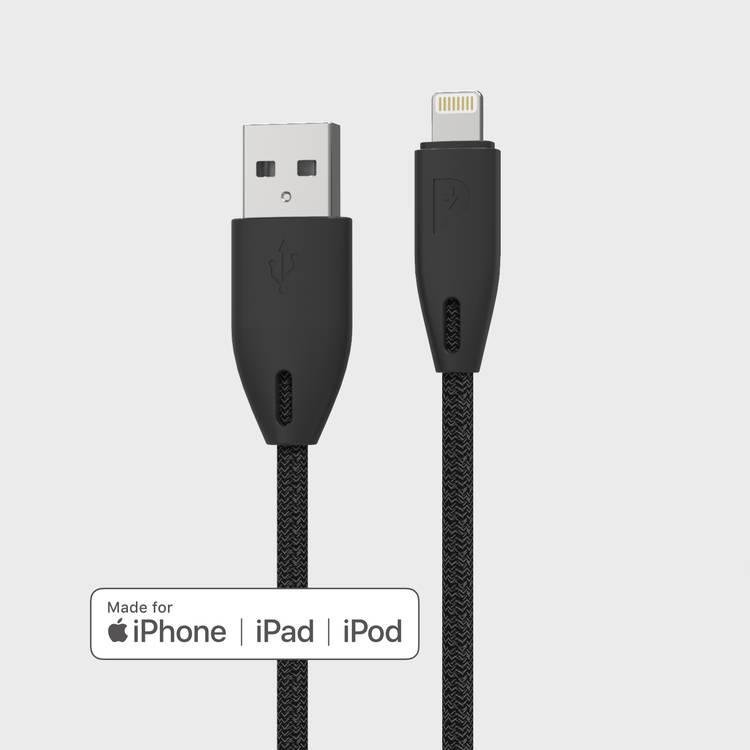 Powerology iPhone Charging Cable, [Apple MFi Certified] braided USB-A To Lightning Cable 1.2 meter / 4 feet with iPhone 12 Pro Max/12 Mini/12, 11 Pro Max/11 Pro/11, XS Max/XS/XR/X, 8 Plus/8 (Black)