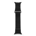 iGuard by Porodo Leather Watch Band, Fit & Comfortable Replacement Wrist Band, Adjustable Straps Compatible for Apple Watch 42/44mm - Black