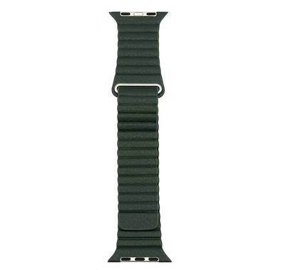 iGuard by Porodo Leather Watch Band, Fit & Comfortable Replacement Wrist Band, Adjustable Straps Compatible for Apple Watch 42/44mm - Dark Green