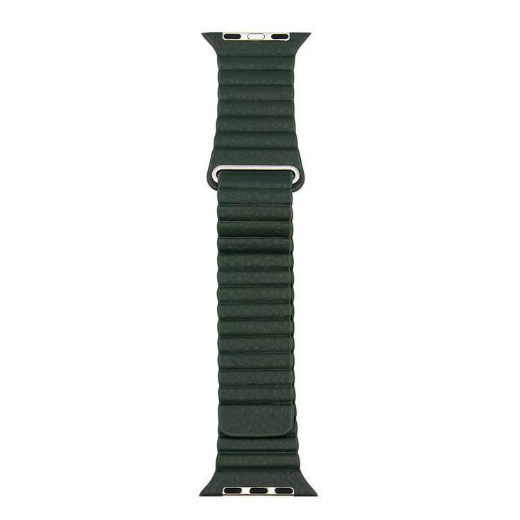 iGuard by Porodo Leather Watch Band, Fit & Comfortable Replacement Wrist Band, Adjustable Straps Compatible for Apple Watch 42/44mm - Dark Green