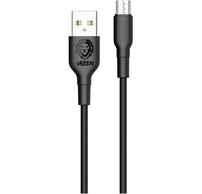 Green Lion Charging Cable, PVC USB-A to Micro USB Cable 2A, Data Charing Line USB Cords, Fast Charger Cable, Ultra-Fast Sync Charge Cable, Over-Current Protection - Black