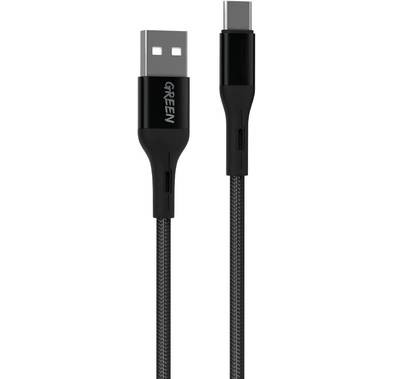 Green Lion Charging Cable, Braided USB-A to Type-C Cable, Fast Charging Cord, Ultra-Fast Charge Cable, Over-Current Protection, Data Cable for Type-C Devices - Black