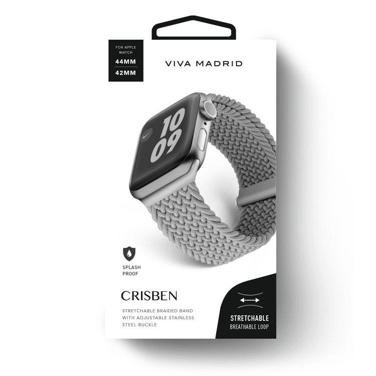 Viva Madrid Crisben Watch Strap, Replacement Bracelet Wrist Strap Wristband Compatible for Apple Watch 42/44mm - Gray