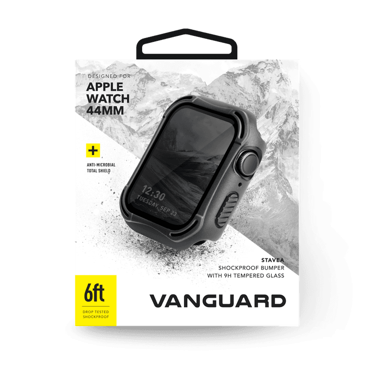 Viva Madrid Vanguard Stavea Screen Protector Case Compatible for Apple Watch 42/44mm, Full Protective Bumper Cover Case, Shockproof & Anti-Scratch Replacement Case - Black