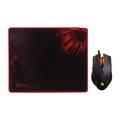 Bloody Neon X'Glide Gaming Mouse Bundle, 3200 CPI Adjustable, Armor Boot- X' Glide Pro Metal Mouse Pads, Braided Cable Mouse, 3 Neon Lighting Effects - Black