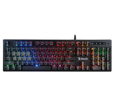 Bloody Mecha-Like Switch Gaming Keyboard, Centered Backlight Design, Adjustable Backlights,Double Secured Water-Resistant, Enhanced Space-Bar - Black