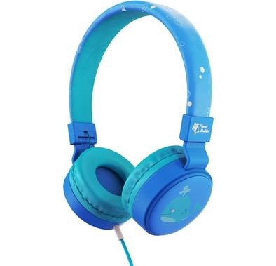 Planet Buddies Kids Wired Headphones, 85dB Volume Limited, Over Ear Foldable Headphones for Travel, School, Adjustable Headband Suitable for Children (Whale) - Blue