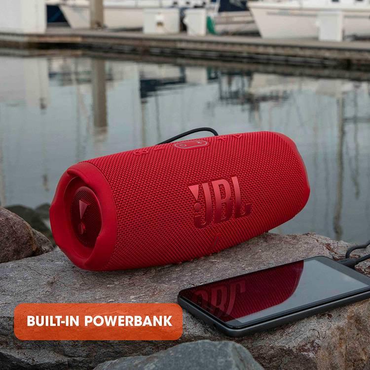 JBL Charge 5 Portable Waterproof Bluetooth Speaker with Built-in Powerbank, 20 Hours Playtime, IP67 Waterproof & Dustproof Feature - Gray