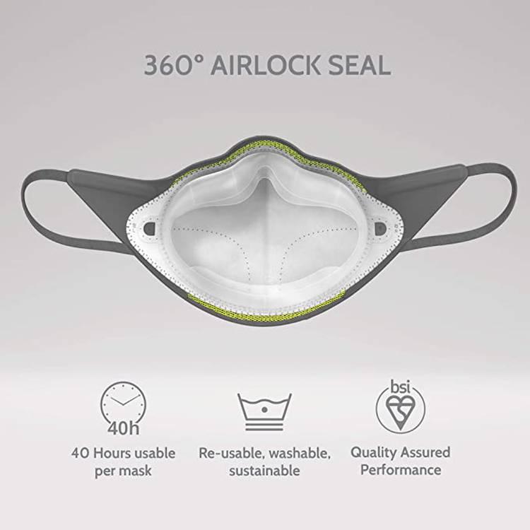 AIRPOP Active Reusable Face Mask, 5-Layer Filter Face Coverings for Sports, Contoured Fit, Folding Adjustable Face Mask, Adult Face Masks for Pollutant Protection - Yellow/Black