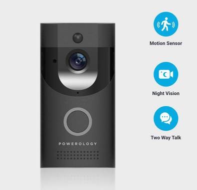 Smart Doorbell PSVDBBK 166 Degree Wide Angle Video Night Vision - Black
