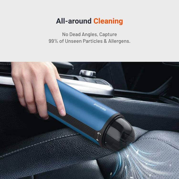 Porodo Handheld Vacuums Cleaner, Wet and Dry Portable Cordless Vacuum Cleaner 80W 5200Pa Suction,Washable HEPA Filter 6000mAh Car Vacuum Cleaner Rechargeable for Car, Home -Blue
