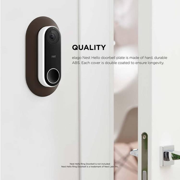 Elago Wall Plate Designed for Google Nest Hello Wall Plate Compatible with Google Nest Hello Smart Wi-Fi Video Doorbell, Use with Adjustable Wedge - Brown
