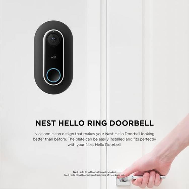 Elago Wall Plate Designed for Google Nest Hello Wall Plate Compatible with Google Nest Hello Smart Wi-Fi Video Doorbell, Use with Adjustable Wedge - Black