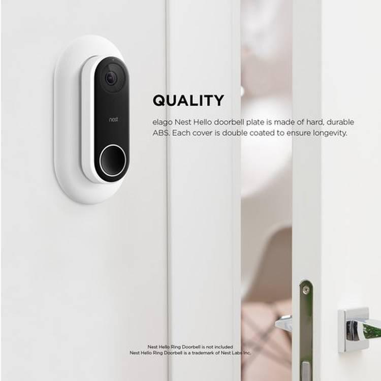 Elago Wall Plate Designed for Google Nest Hello Wall Plate Compatible with Google Nest Hello Smart Wi-Fi Video Doorbell, Use with Adjustable Wedge - White
