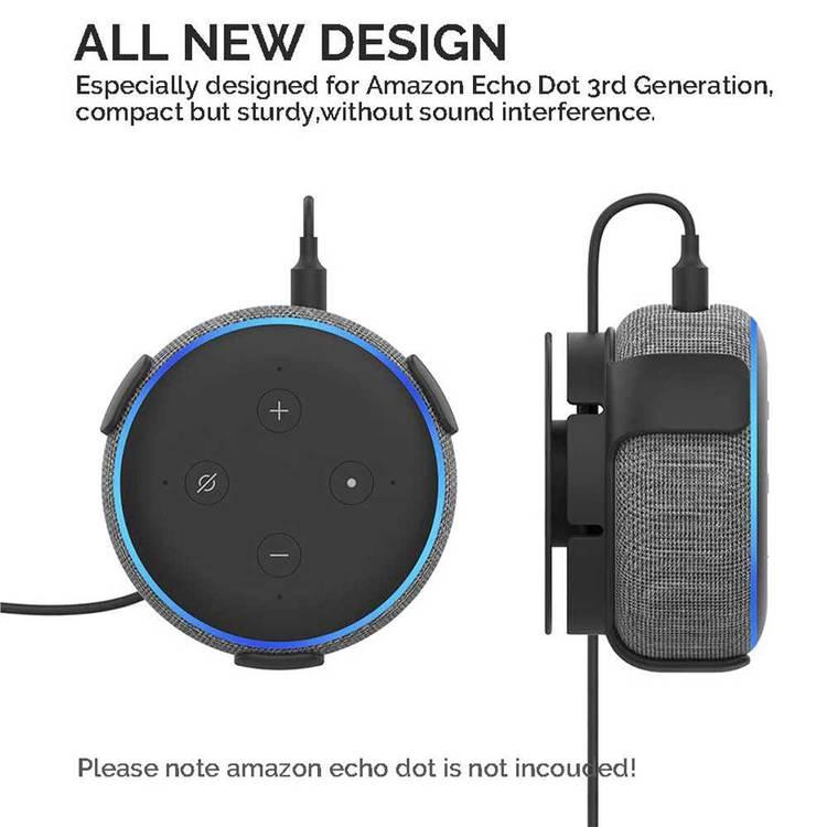 AHASTYLE Wall Mount Hanger Holder for Echo Dot 3rd Generation Smart Home Speakers, Built-in Cable Management and Need to Drill - Black