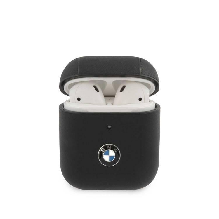 CG Mobile BMW Signature Collection PC Leather Case with Metal Logo Case Compatible for AirPods 1/2 Officially Licensed, Dust Proof, Scratch Proof - Black