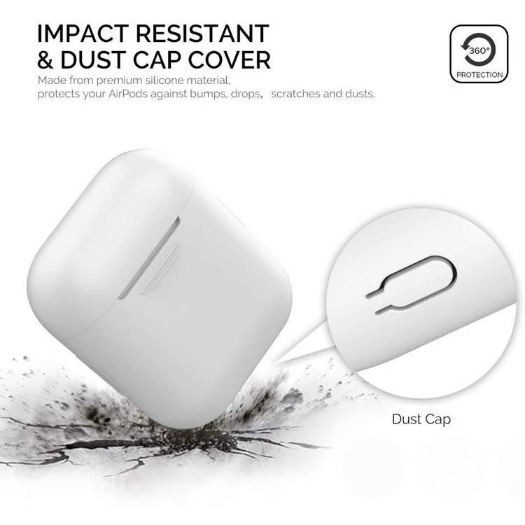 AhaStyle Premium Silicone Case Compatible for AirPods 1/2 Generation, Scratch Resistant, Drop Resistant, Dustproof and Absorbing Protective Cover - White