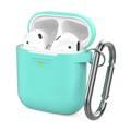 AhaStyle Keychain Silicone Case with Anti-Lost Ring for AirPods 1/2 Generation, Drop Resistant, Dustproof and Absorbing Protective Cover with Hang Case Mint Green