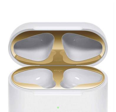 Elago Dust Guard (2 sets) Compatible for AirPods 1/2, Dust-Proof Metal Cover, Ultra Slim, Luxurious Looking, Scratch Resistant, Special Dust Sticker Protection - Gold