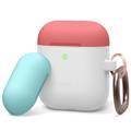 Elago Duo Hang Silicone Case with Apple AirPods Case 1 & 2 Generation, Dustproof and Absorbing Protective Cover with Hang Case Body-night Grow/Top-Italian Rose, Coral Blue